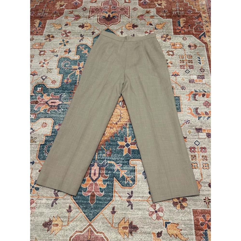 Vtg tan high Rise Made USA  pleated trousers‎ Pants Sz 12 Pockets Office Career - Picture 12 of 15